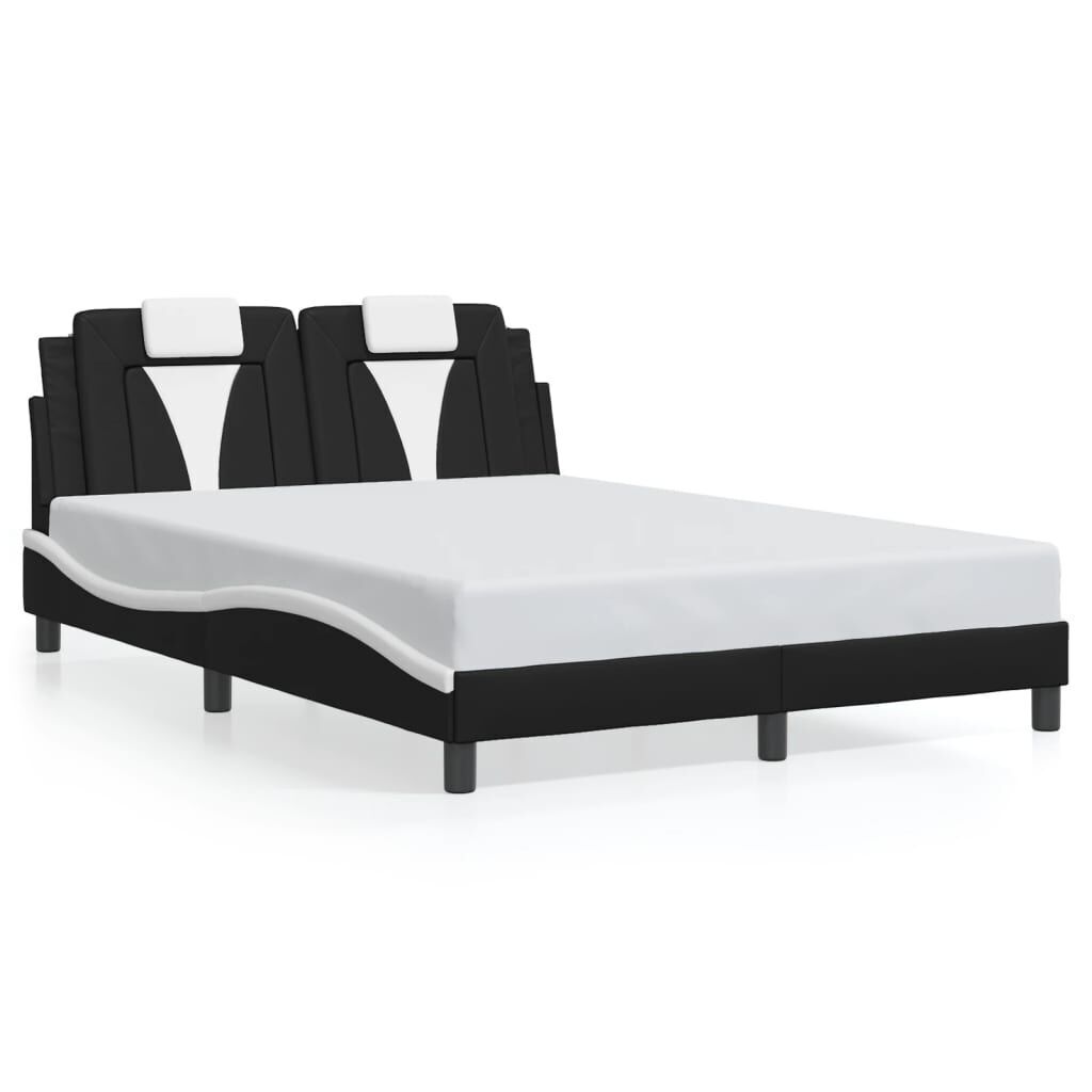Bed Frame with LED without Mattress Black and White 137x187 cm Double Price