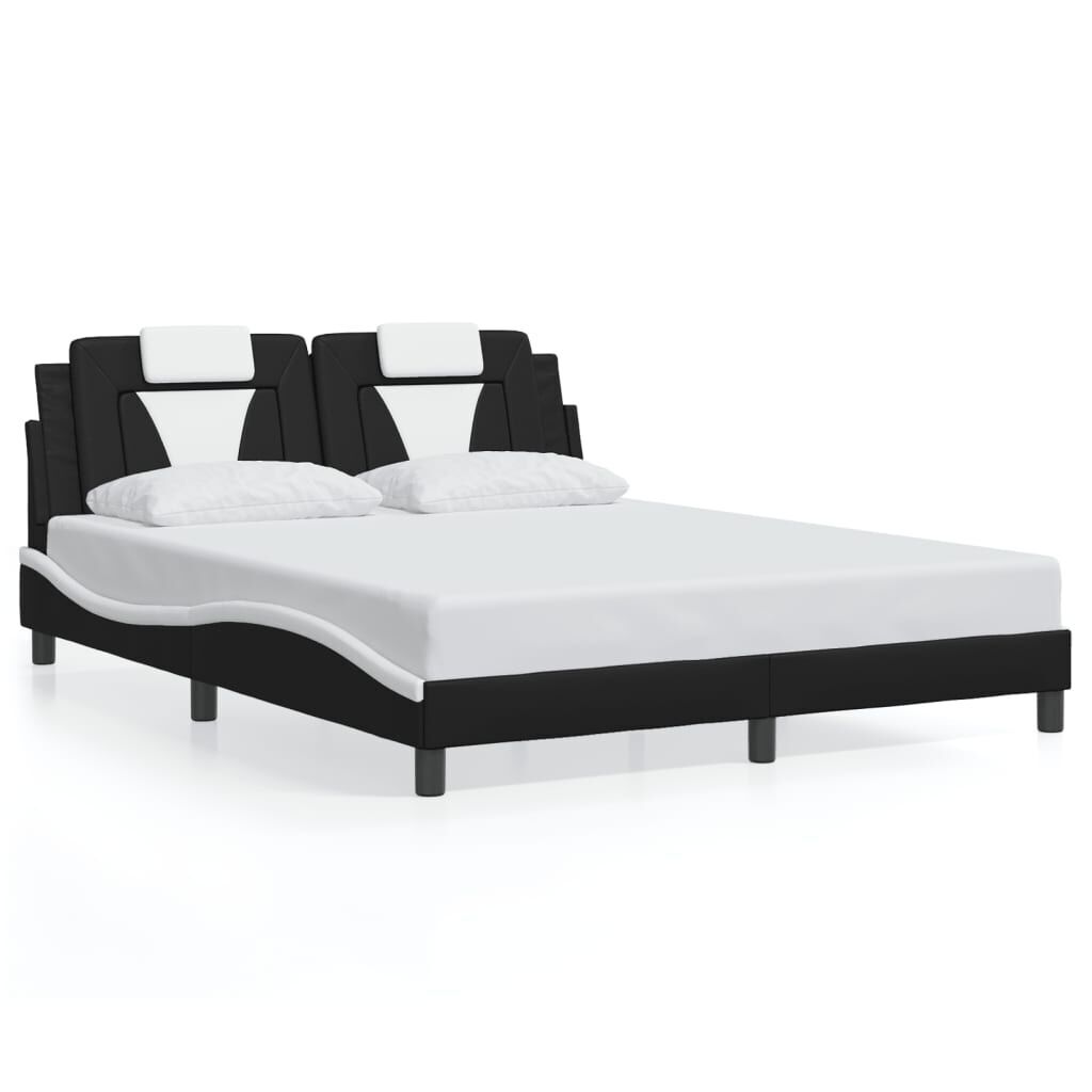 Bed Frame with LED without Mattress Black and White 152x203 cm Queen Price