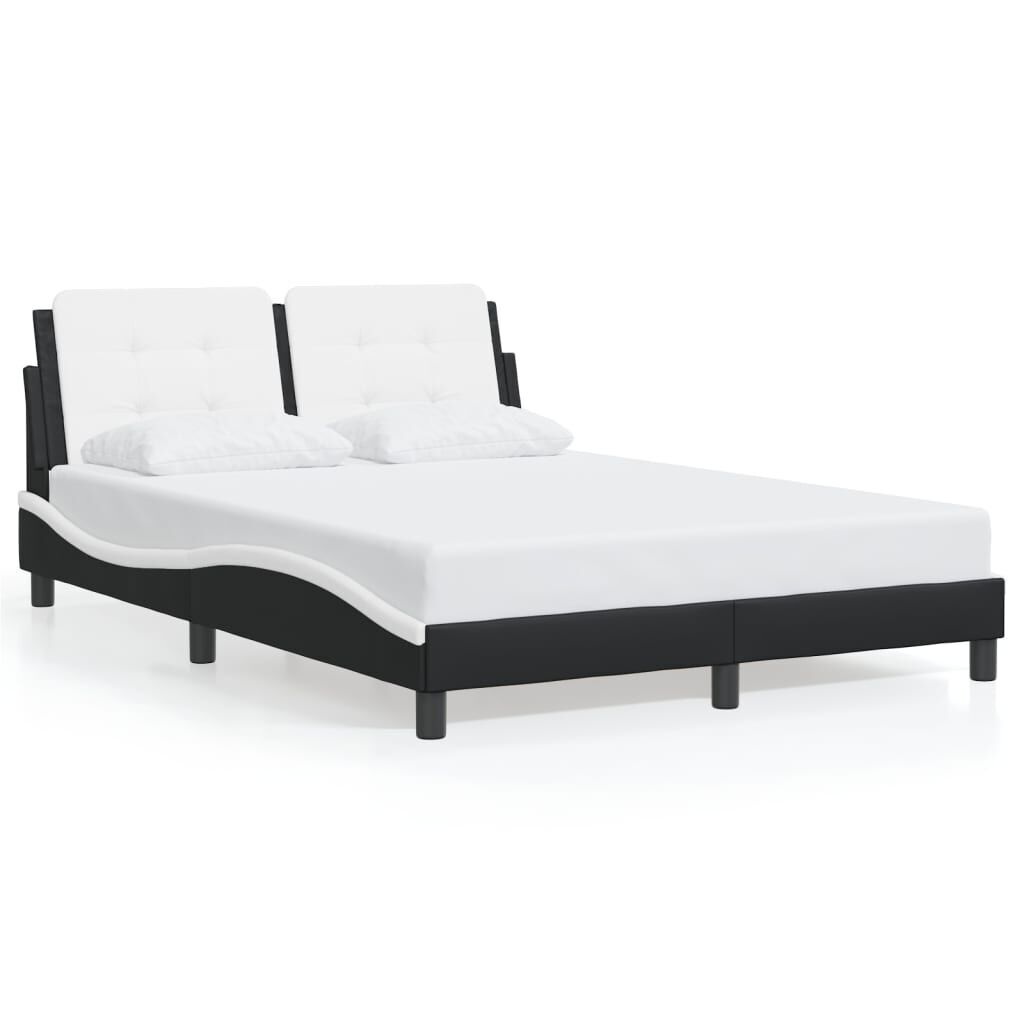 Bed Frame with LED without Mattress Black and White 137x187 cm Double Price