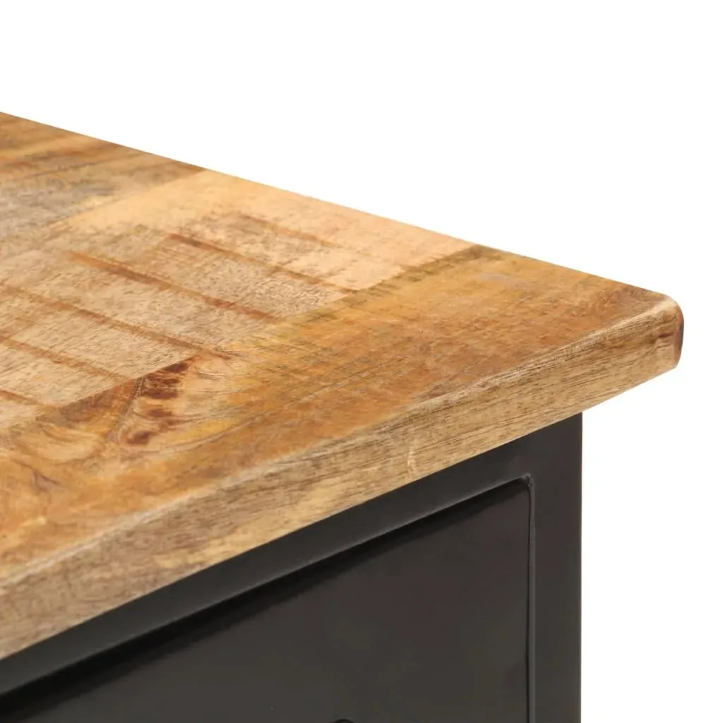 Sideboard 110x30x65 cm Solid Rough Mango Wood and Steel Price
