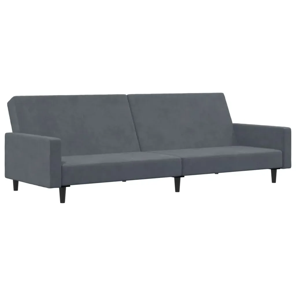 2-Seater Sofa Bed with Footstool Dark Grey Velvet Price