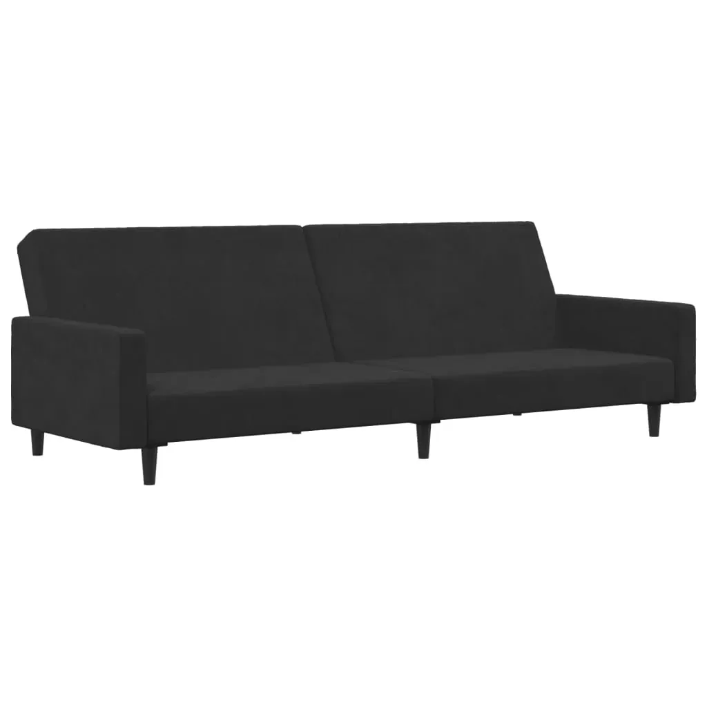 2-Seater Sofa Bed with Footstool Black Velvet Price