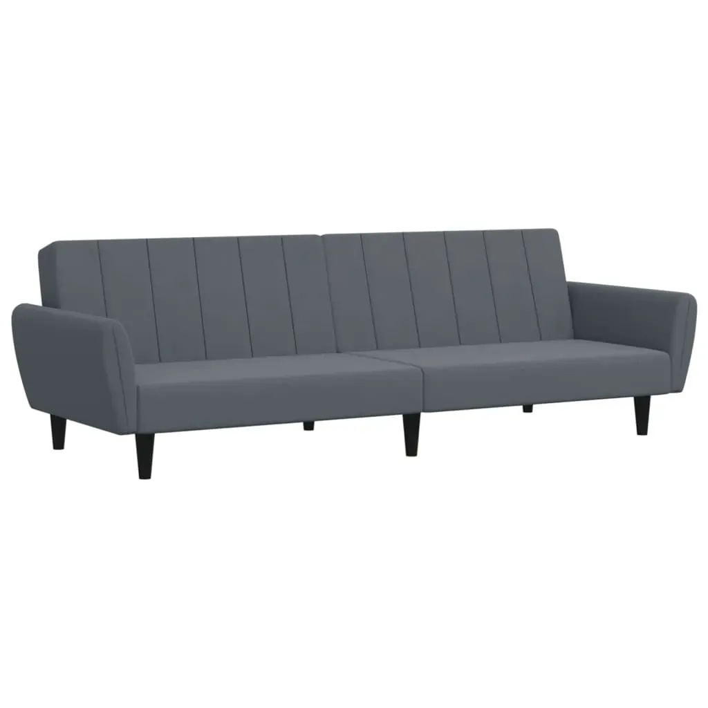 2-Seater Sofa Bed with Footstool Dark Grey Velvet Price