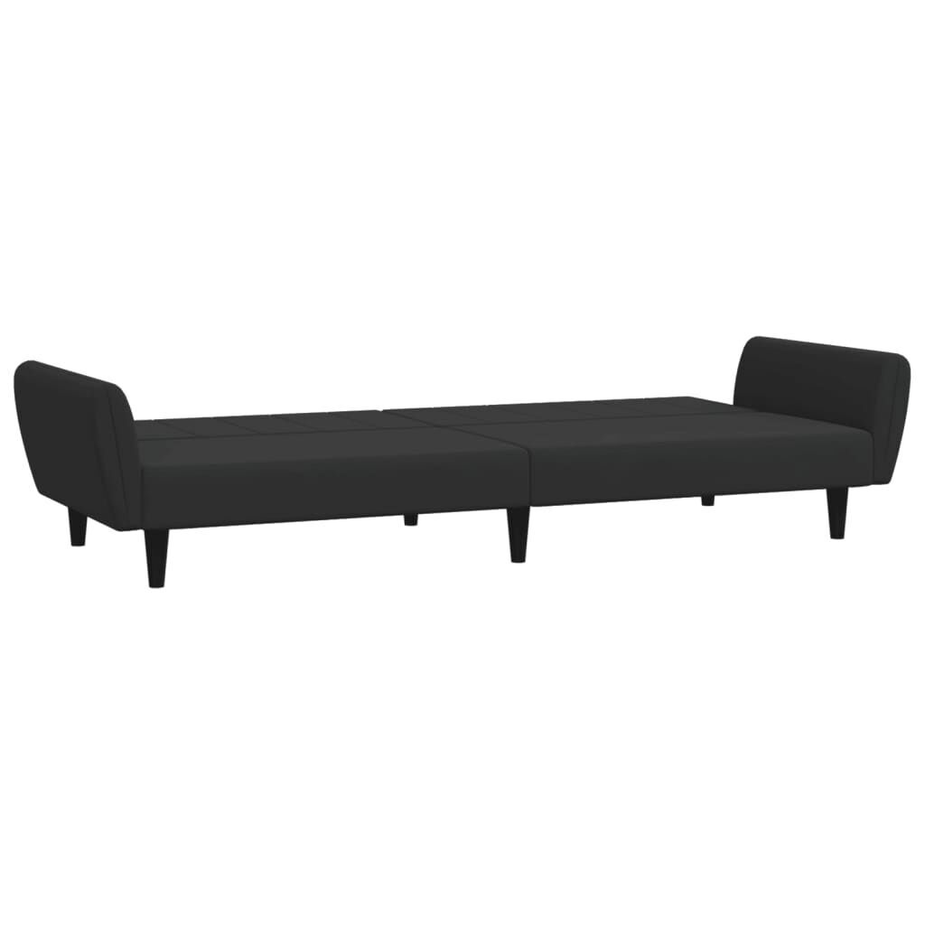2-Seater Sofa Bed with Footstool Black Velvet Price