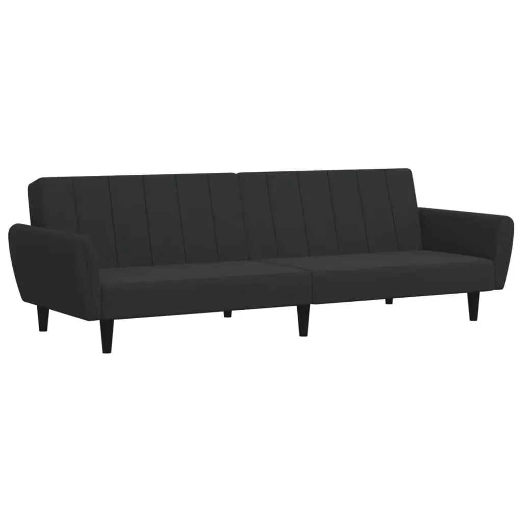 2-Seater Sofa Bed with Footstool Black Velvet Price