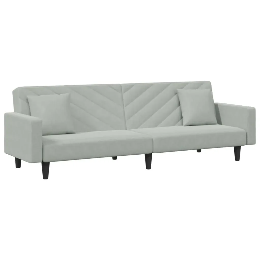 2 Piece Sofa Set with Pillows Light Grey Velvet Price