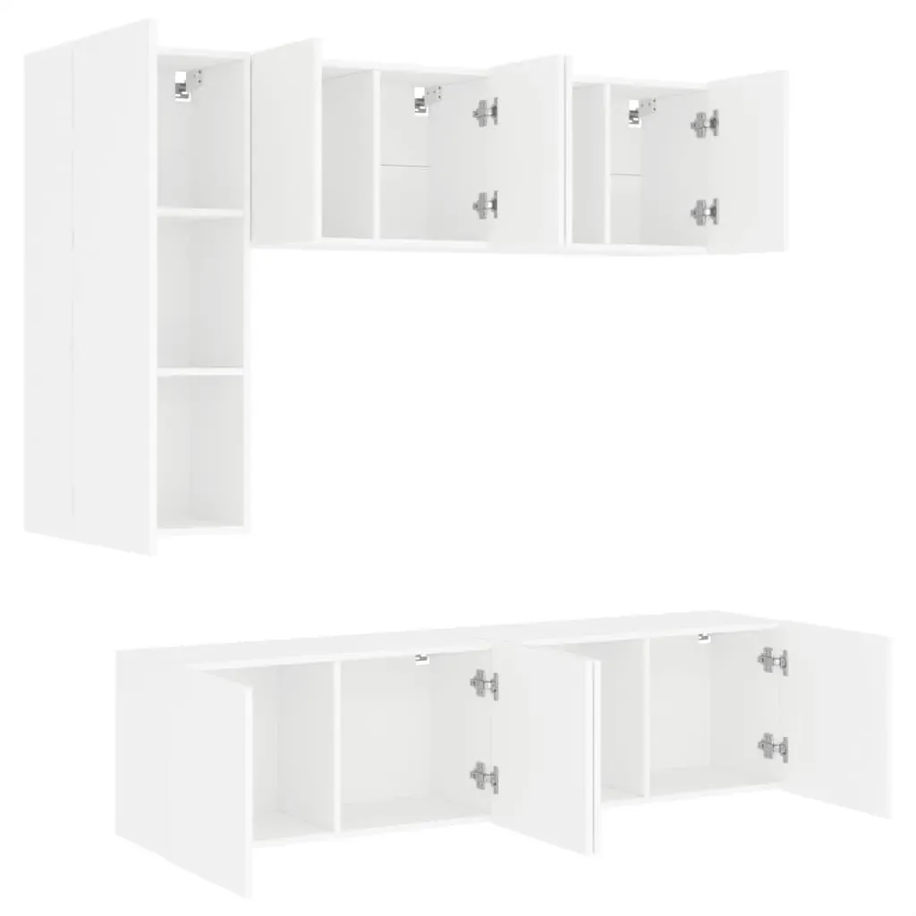 5 Piece TV Wall Units White Engineered Wood Price
