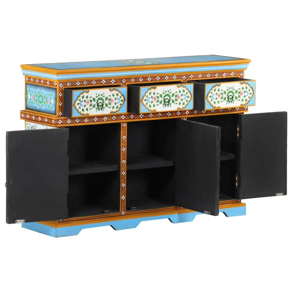 Hand-Painted Sideboard Multicolour 110x30x76cm Solid Mango Wood Price