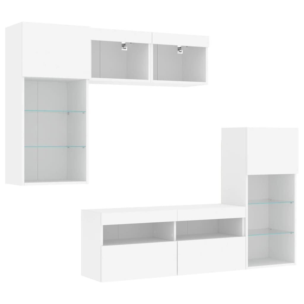 5 Piece TV Wall Units with LED White Engineered Wood Price