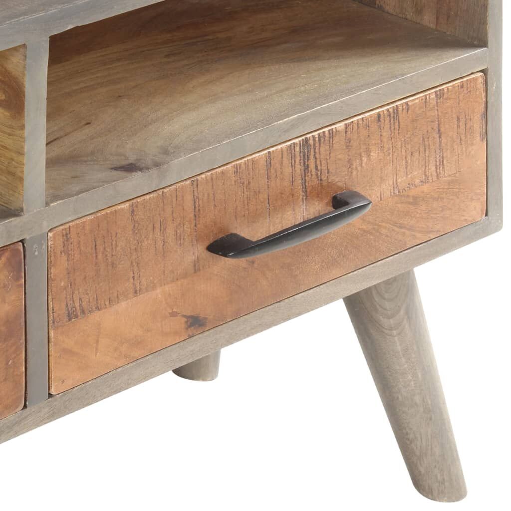 TV Cabinet Grey 130x35x51 cm Solid Rough Mango Wood Price