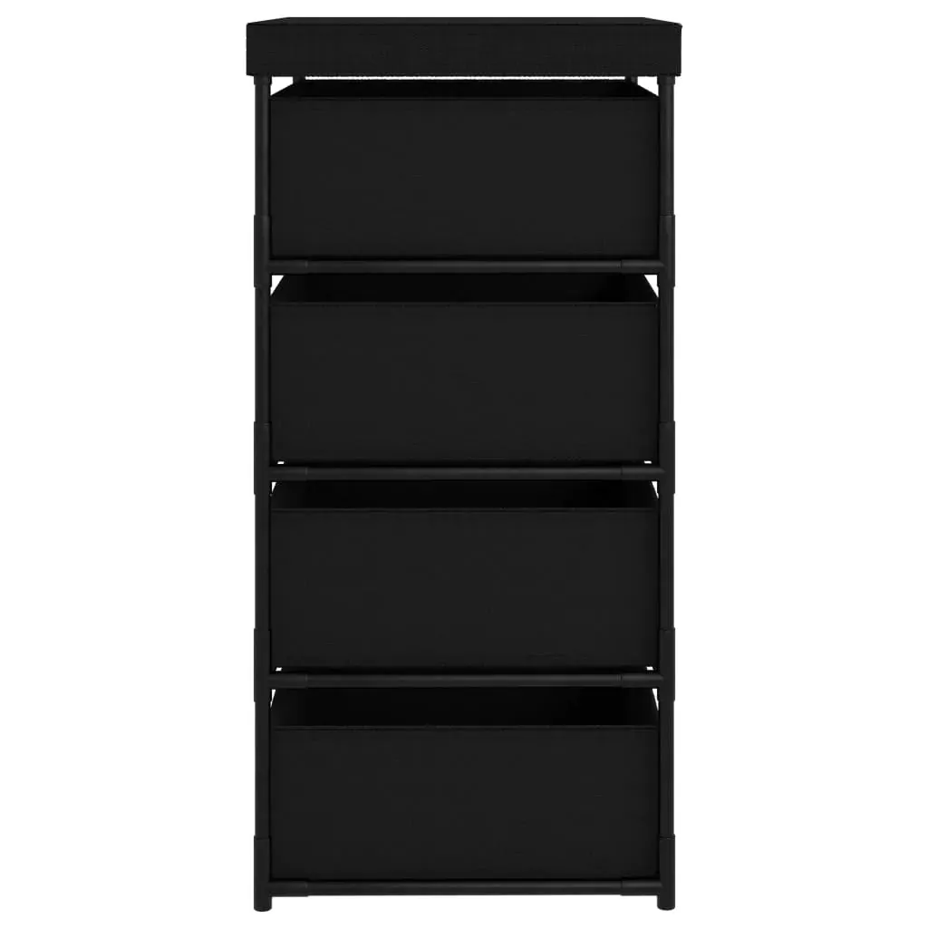 Storage Rack with 4 Fabric Baskets Steel Black Price
