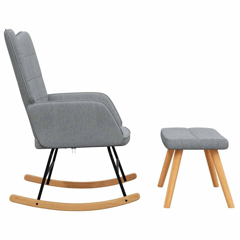 Rocking Chair with a Stool Light Grey Fabric Price