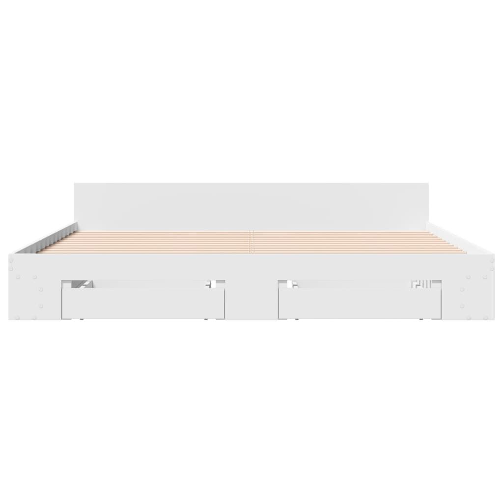 Bed Frame with Drawers without Mattress White 183x203 cm King Price