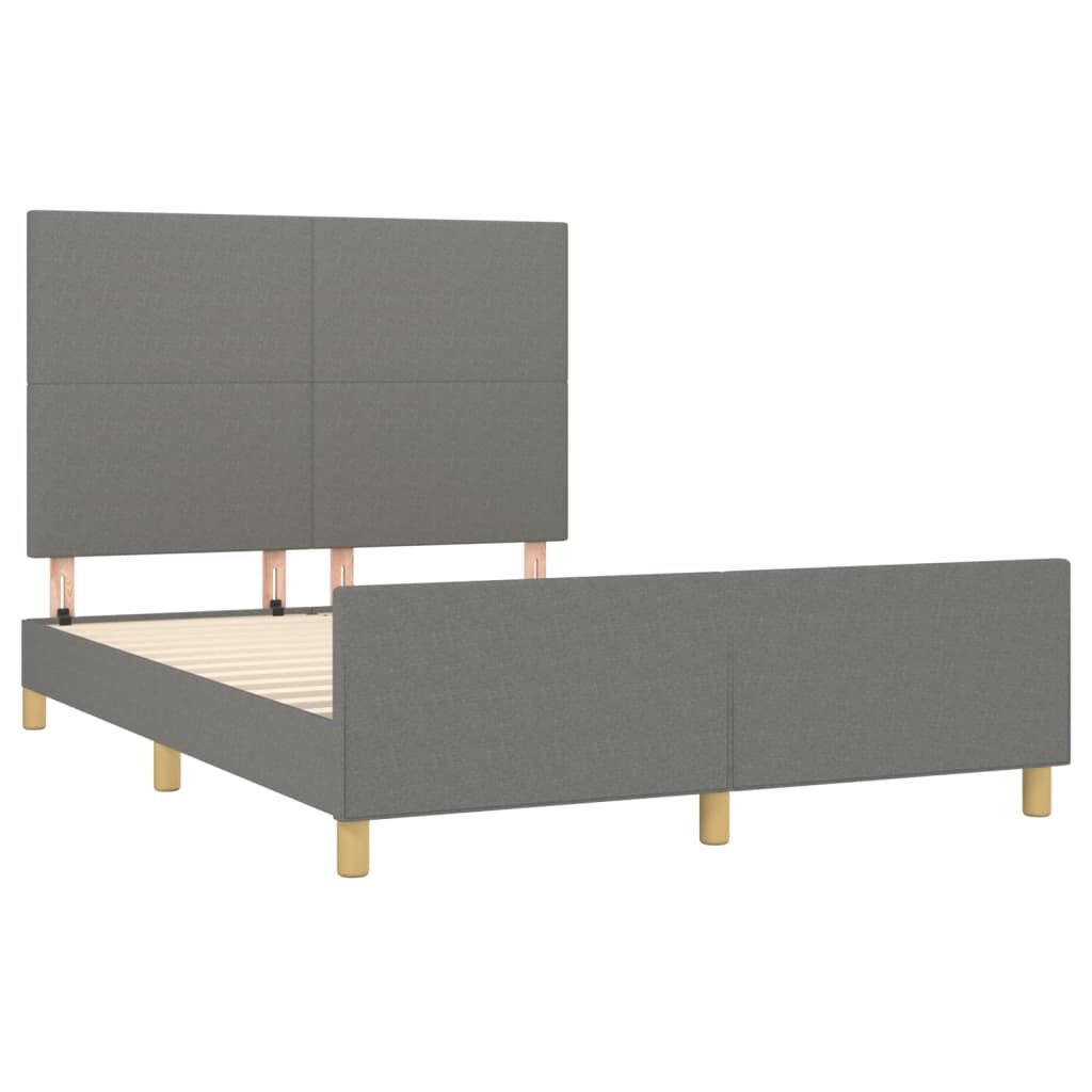 Bed Frame without Mattress Dark Grey 137x187 cm Double Fabric Price