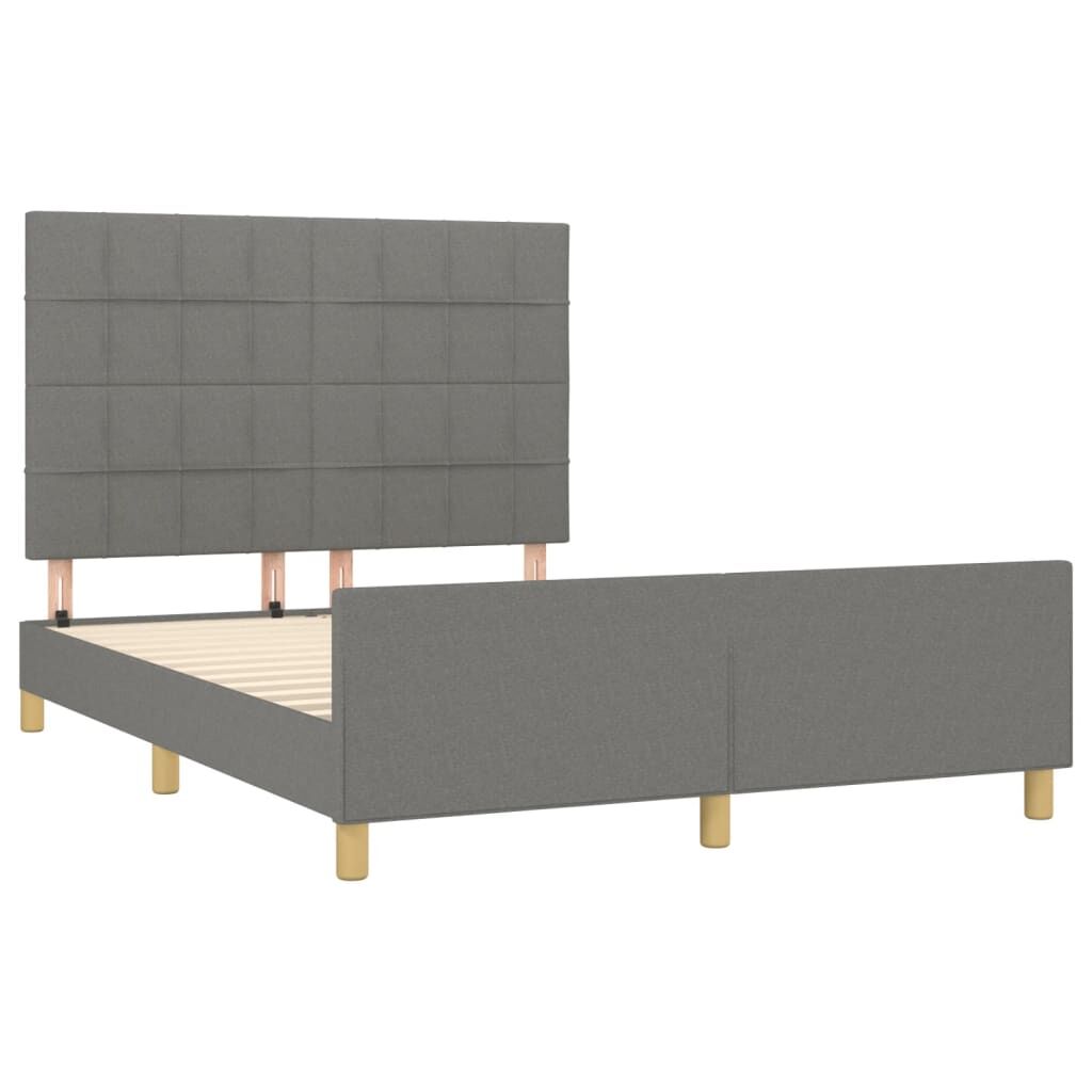 Bed Frame without Mattress Dark Grey 137x187 cm Double Fabric Price
