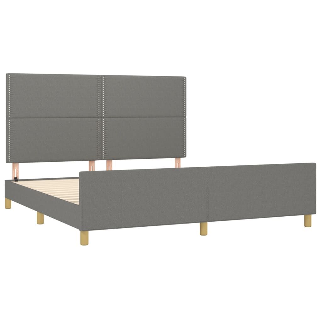 Bed Frame without Mattress Dark Grey 152x203 cm Queen Fabric Price