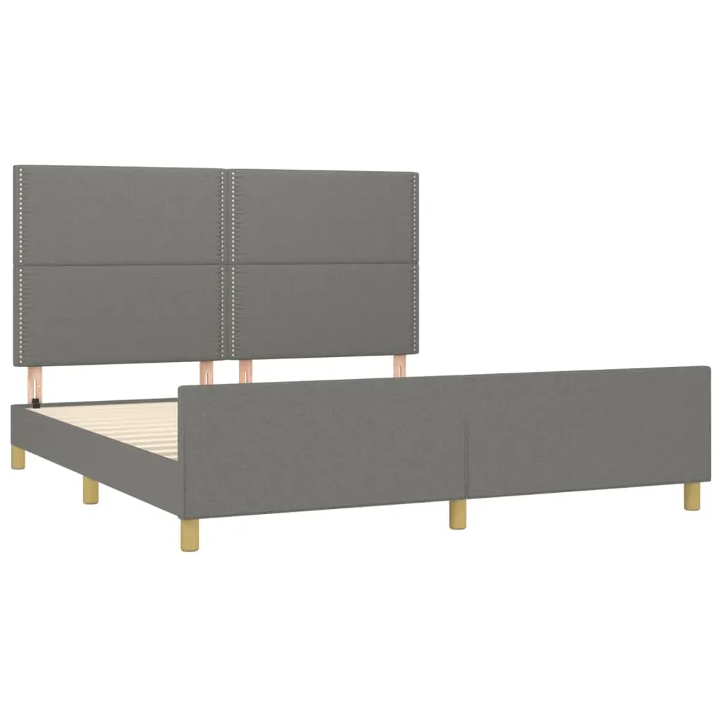 Bed Frame without Mattress Dark Grey 152x203 cm Queen Fabric Price