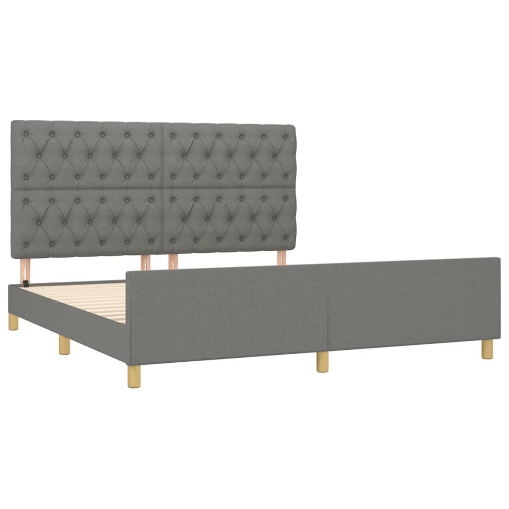 Bed Frame without Mattress Dark Grey 152x203 cm Queen Fabric Price