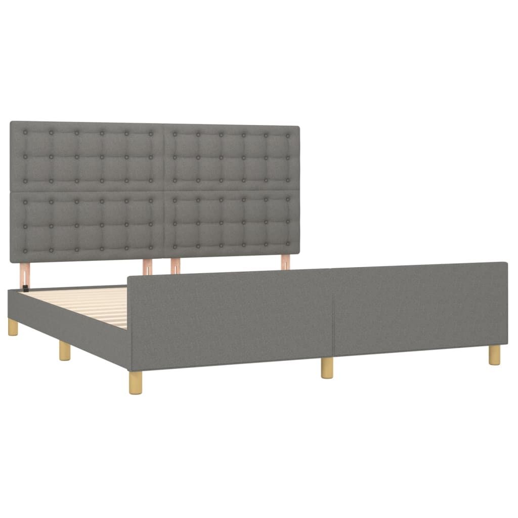 Bed Frame without Mattress Dark Grey 152x203 cm Queen Fabric Price