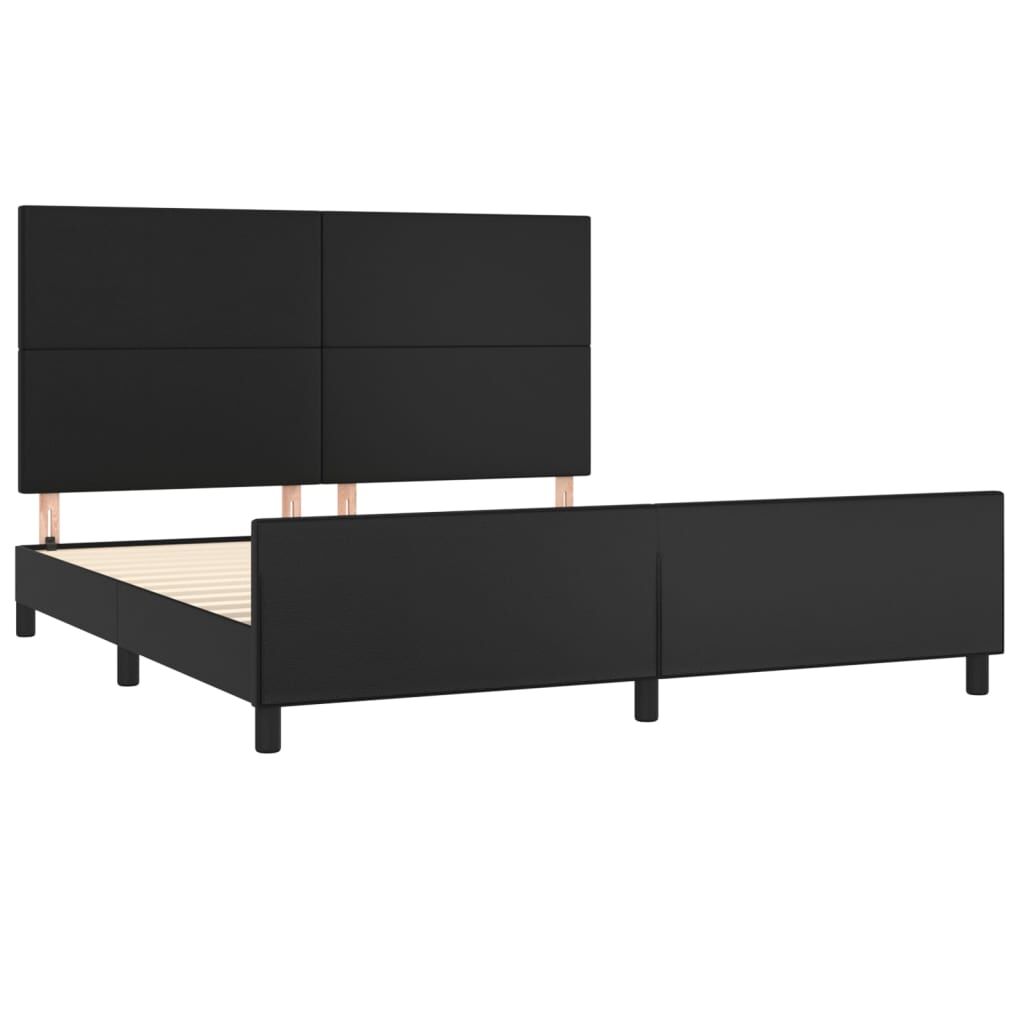 Bed Frame without Mattress Black 152x203 cm Queen Faux Leather Price