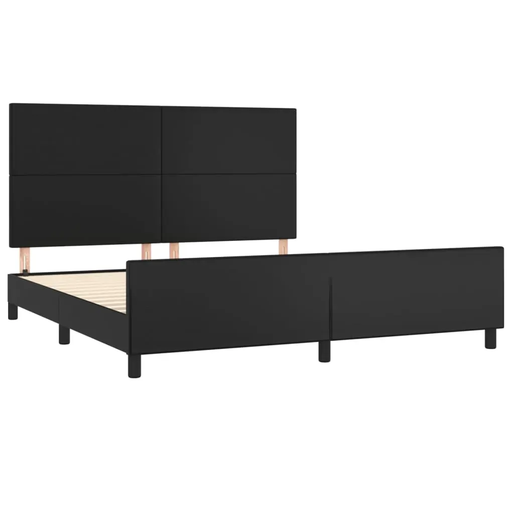 Bed Frame without Mattress Black 152x203 cm Queen Faux Leather Price