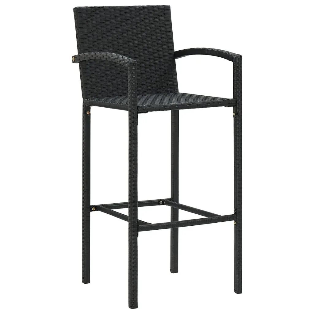 3 Piece Garden Bar Set Black Solid Wood Acacia and Poly Rattan Price