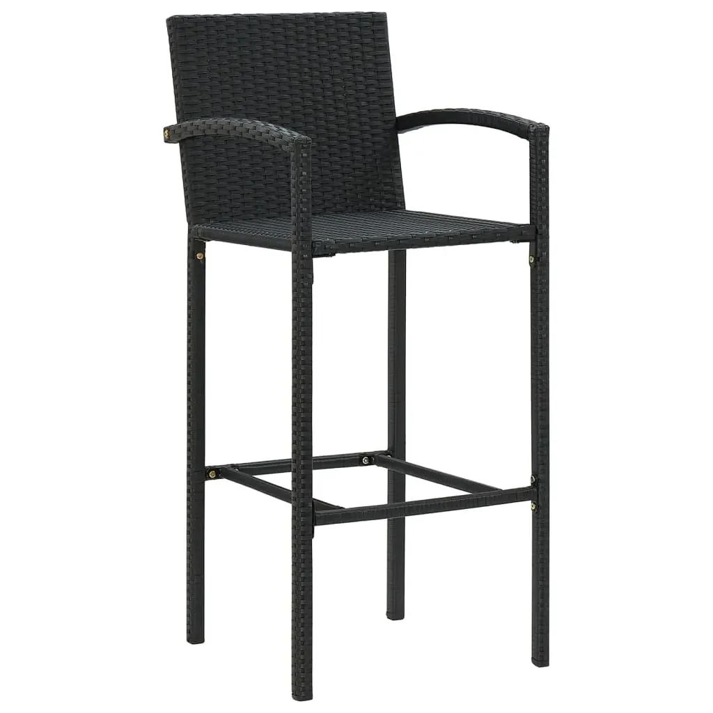 5 Piece Garden Bar Set Black Solid Wood Acacia and Poly Rattan Price