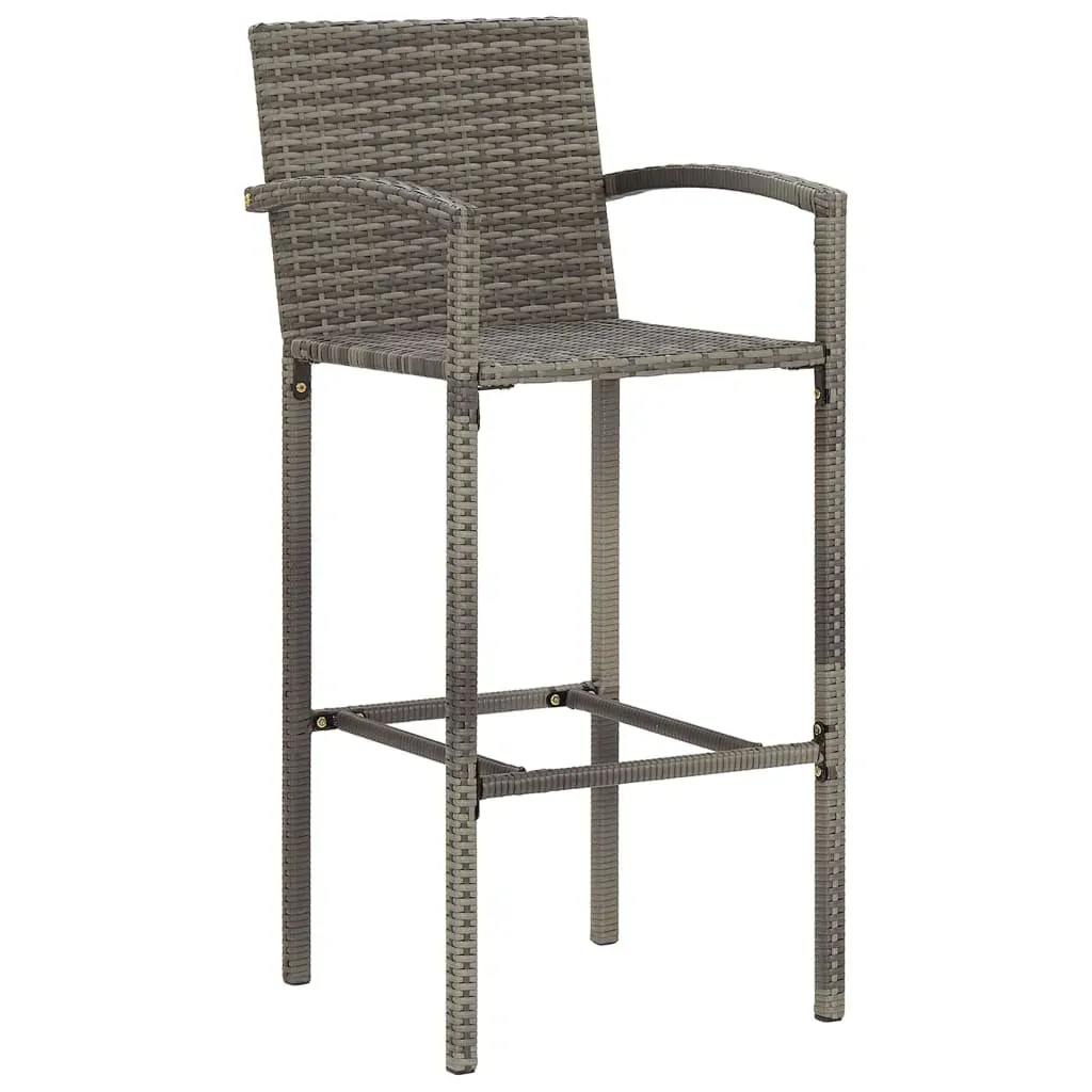 5 Piece Garden Bar Set Grey Solid Wood Acacia and Poly Rattan Price