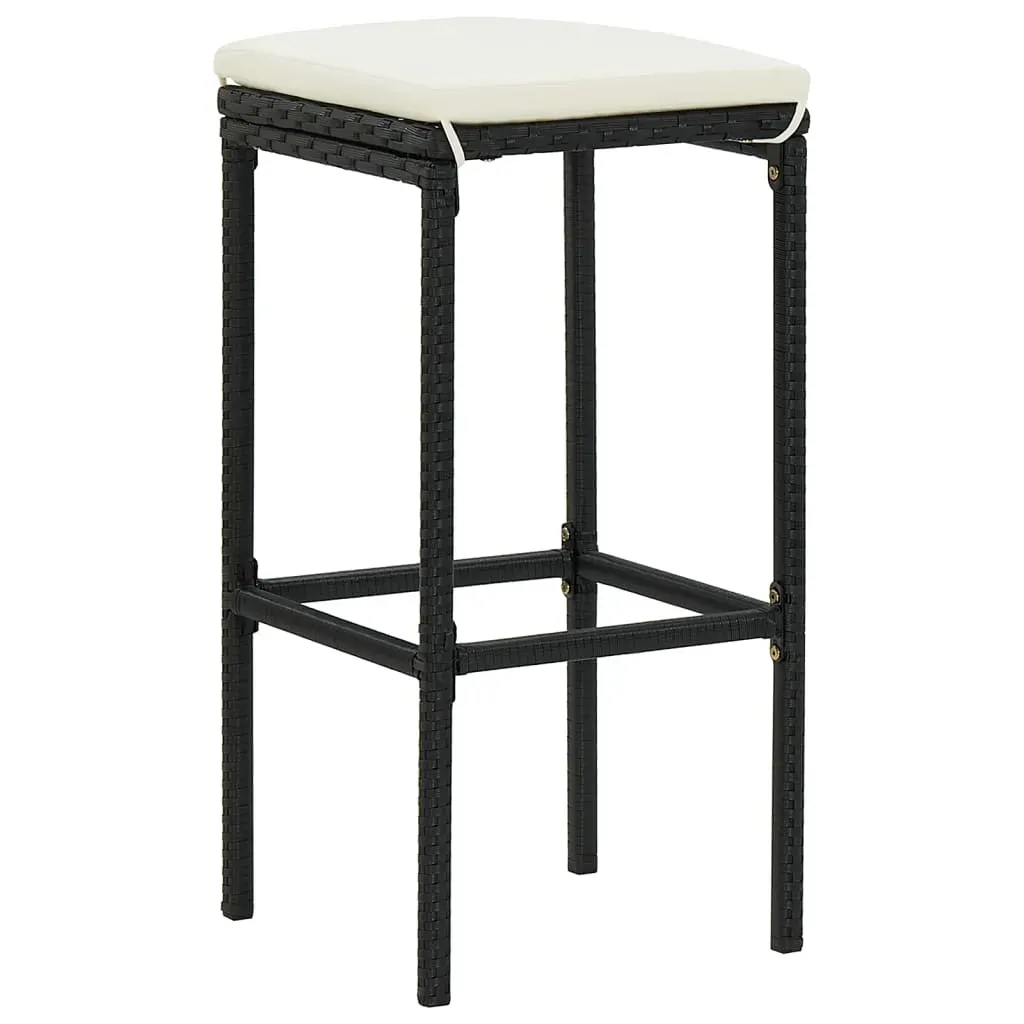 7 Piece Garden Bar Set Black Solid Wood Acacia and Poly Rattan Price