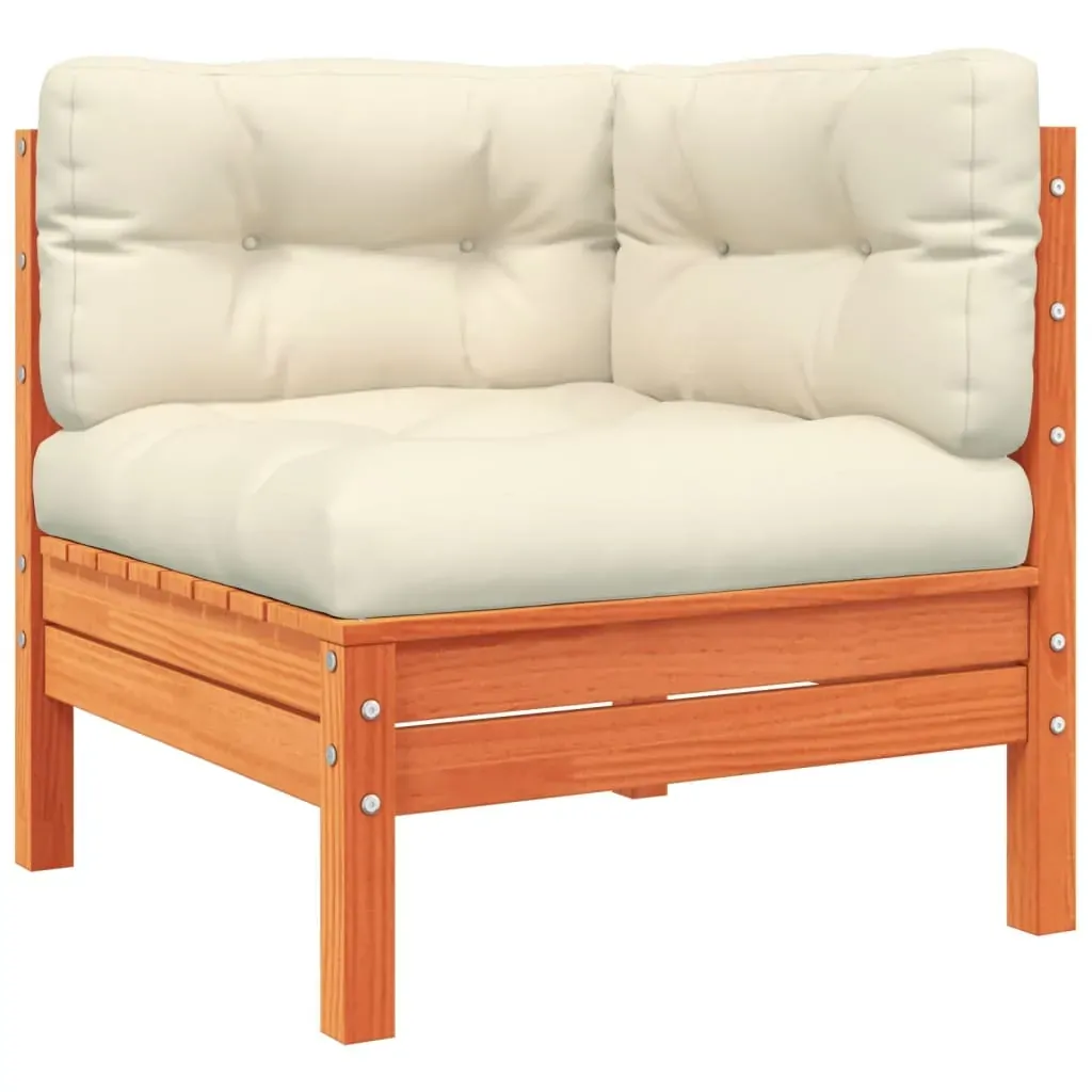 7 Piece Garden Sofa Set with Cushions Wax Brown Solid Wood Pine Price