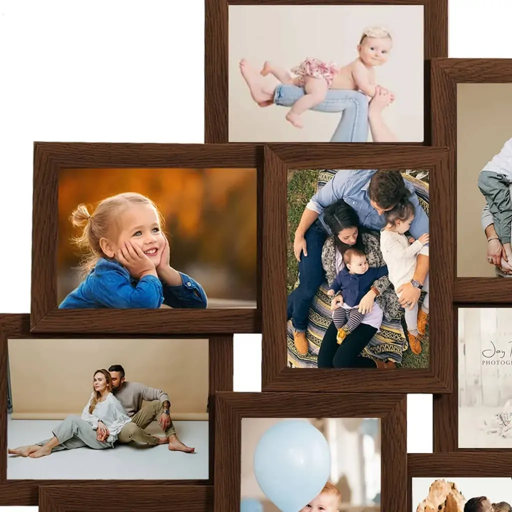 Collage Photo Frame for Picture 10 pcs 10x15 cm Dark Brown MDF Price