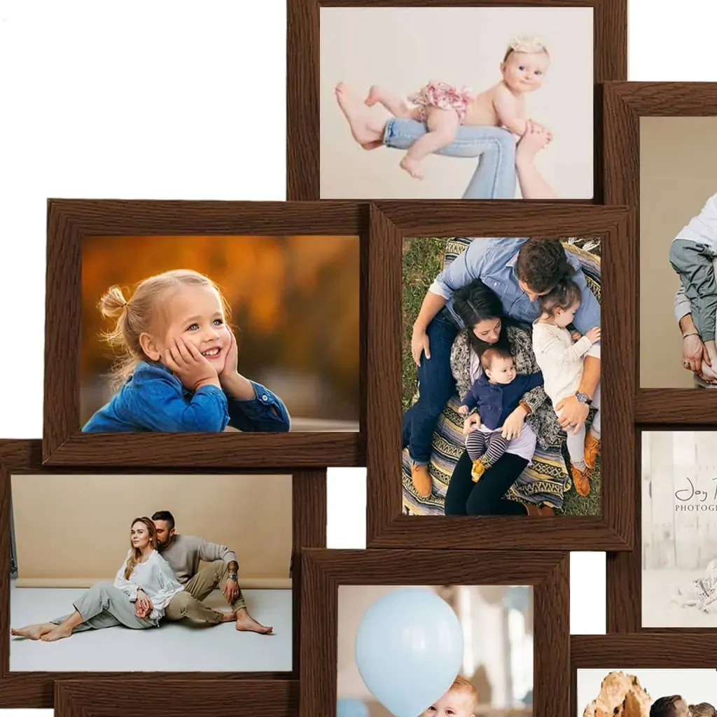 Collage Photo Frame for Picture 10 pcs 13x18 cm Dark Brown MDF Price
