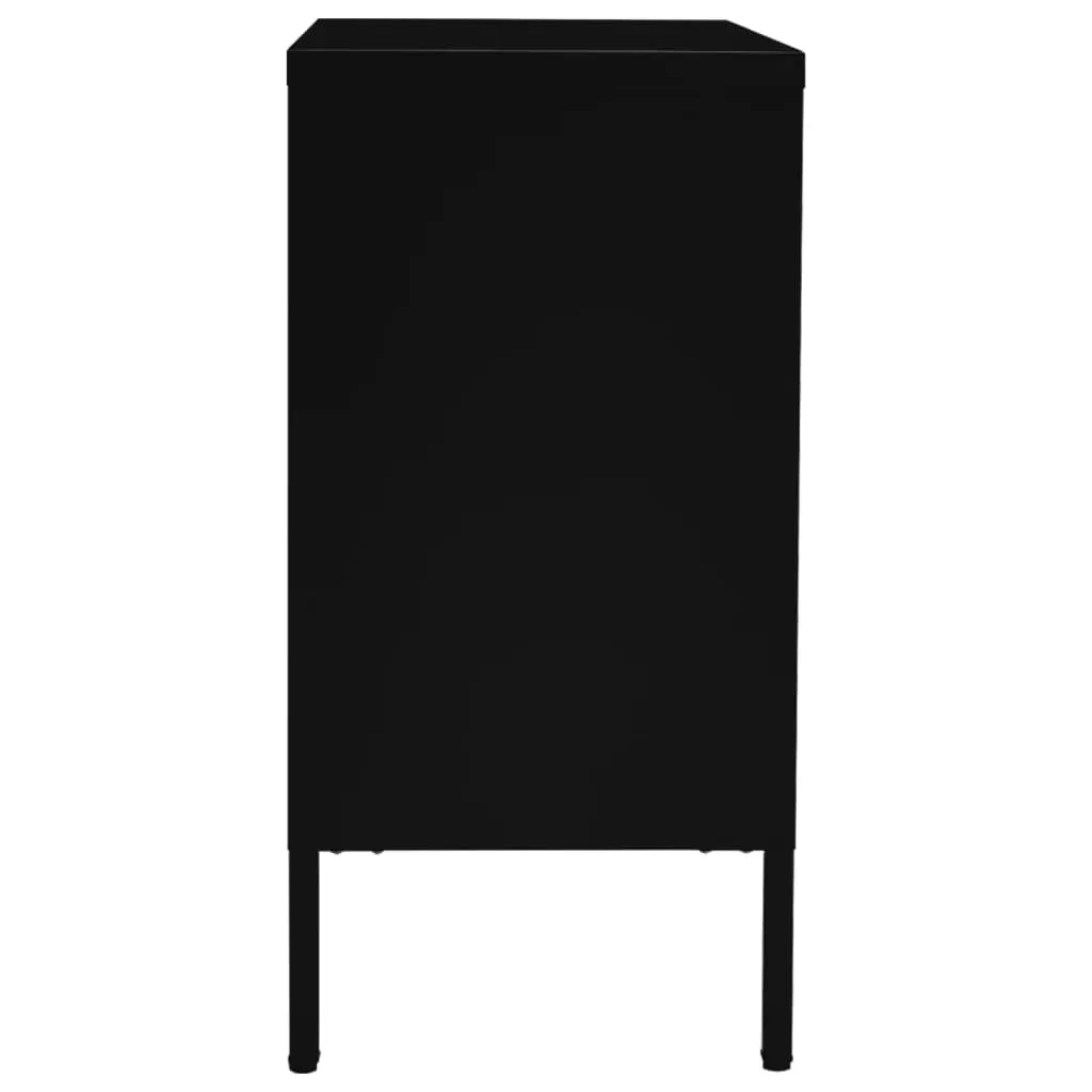 Sideboard Black 75x35x70 cm Steel and Tempered Glass Price
