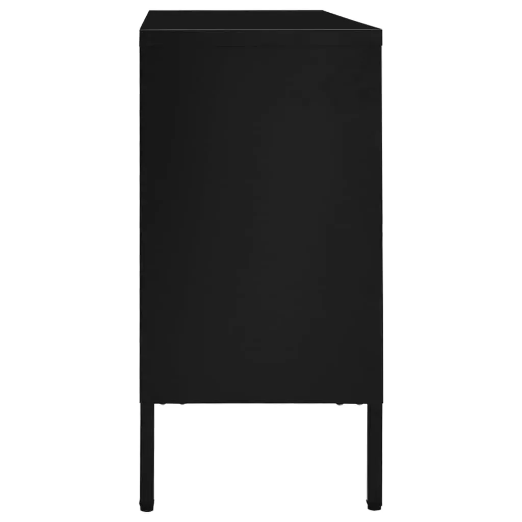 Sideboard Black 105x35x70 cm Steel and Tempered Glass Price