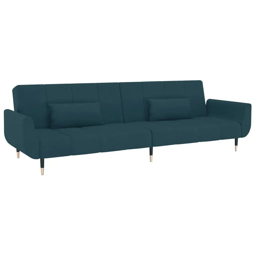 2-Seater Sofa Bed with Two Pillows Blue Velvet Price