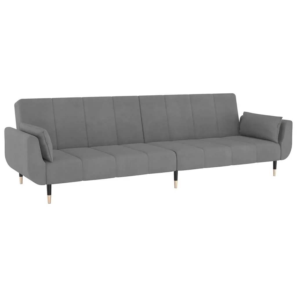 2-Seater Sofa Bed with Two Pillows Light Grey Velvet Price