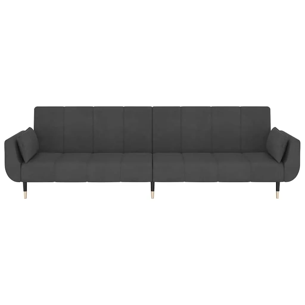 2-Seater Sofa Bed with Two Pillows Dark Grey Velvet Price