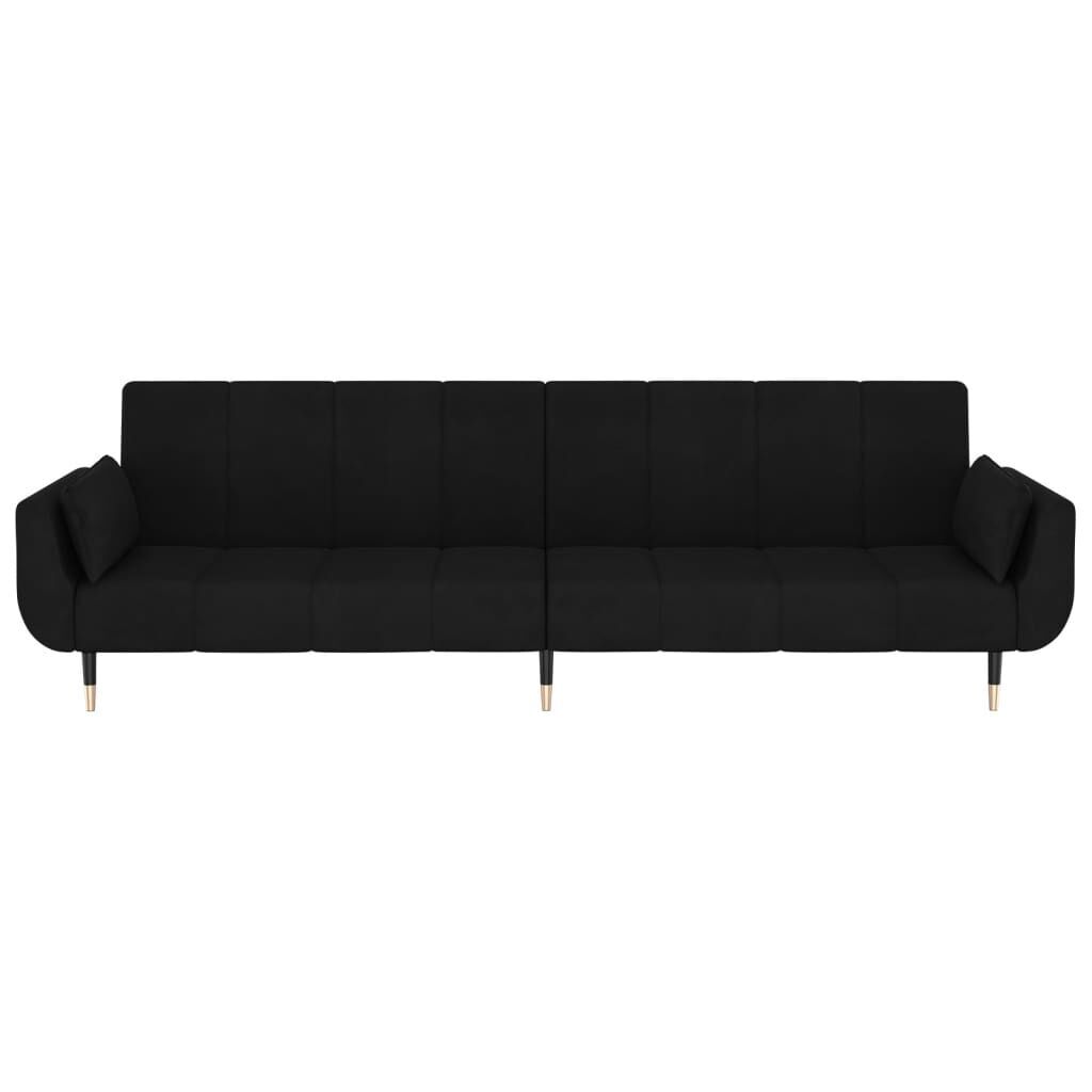 2-Seater Sofa Bed with Two Pillows Black Velvet Price