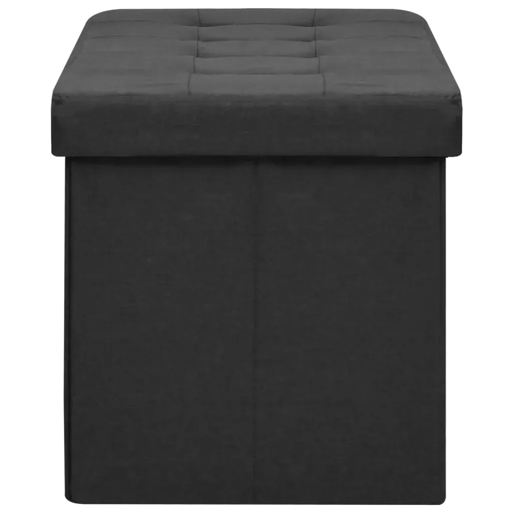 Folding Storage Bench Black Faux Linen Price