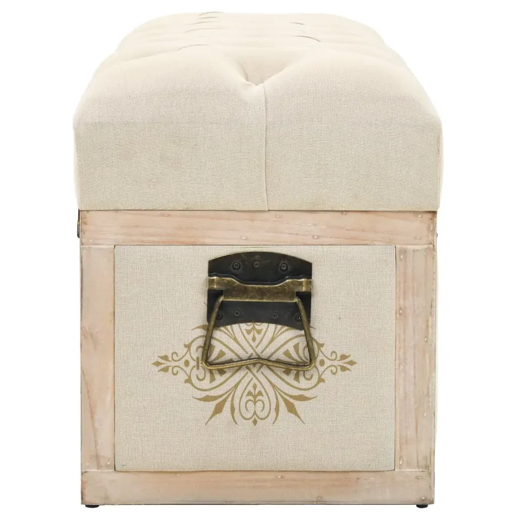 Storage Bench 110 cm Cream Solid Firwood and Fabric Price