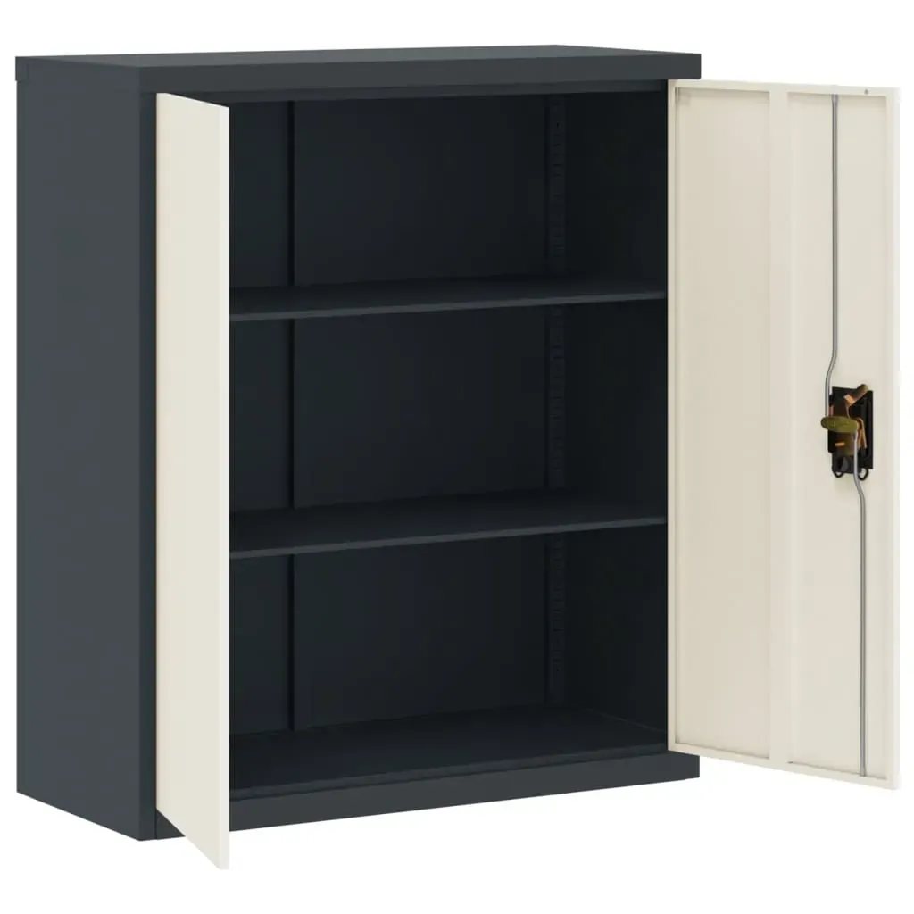 File Cabinet Anthracite and White 90x40x105 cm Steel Price