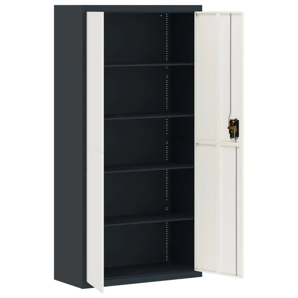 File Cabinet Anthracite and White 90x40x180 cm Steel Price