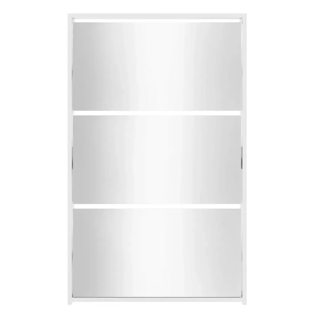Shoe Cabinet with Mirror 3-Layer High Gloss White 63x17x102.5 cm Price
