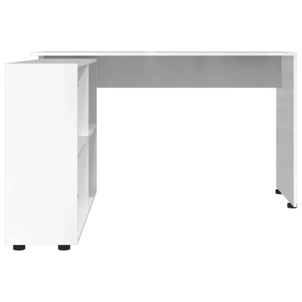 Corner Desk High Gloss White Engineered Wood Price