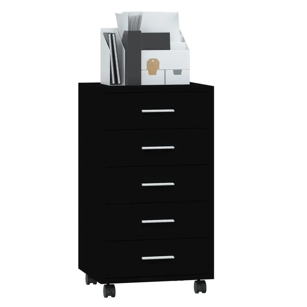 Drawer Cabinet with Castors Black Engineered Wood Price
