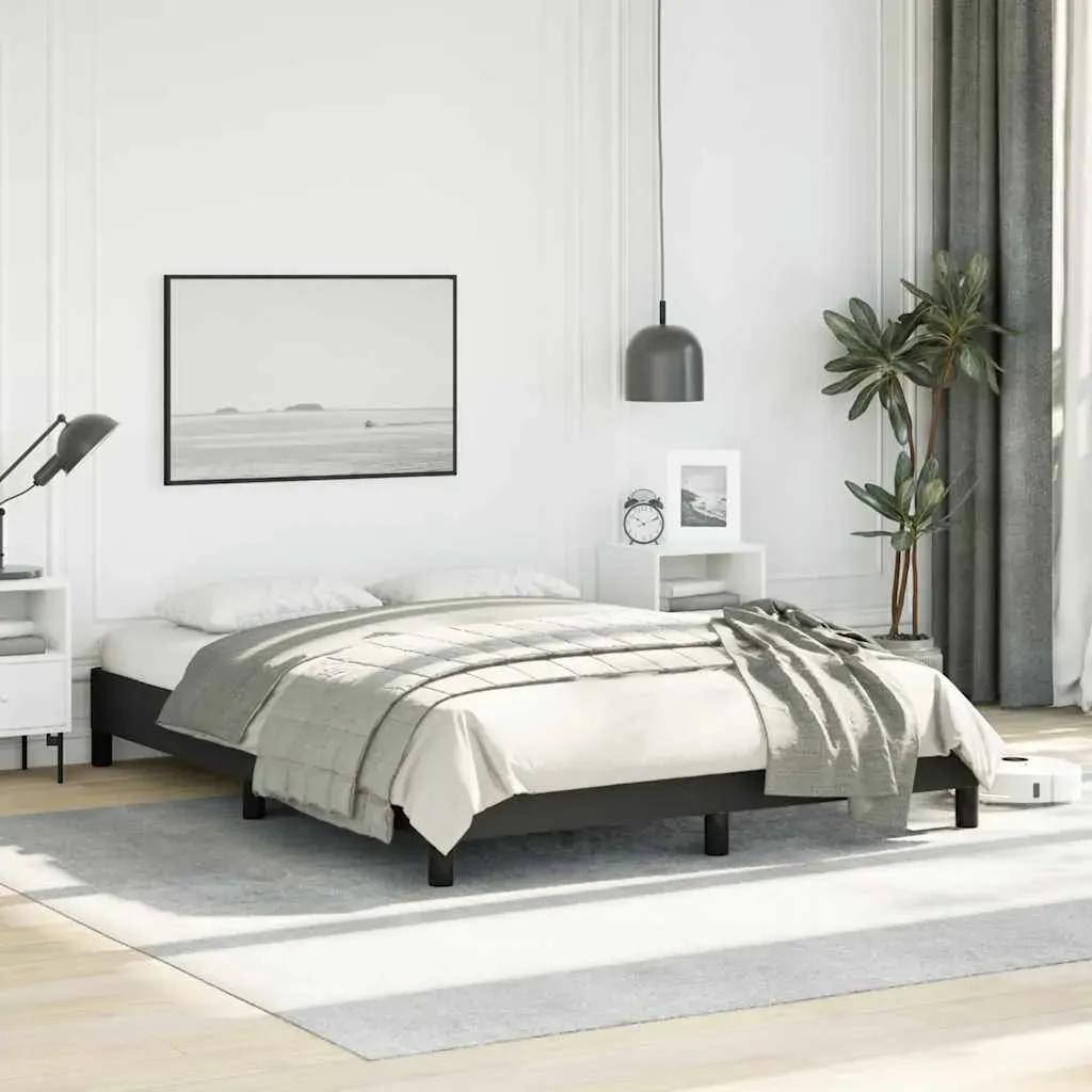Bed Frame without Mattress Black 137x187 cm Double Faux Leather Price