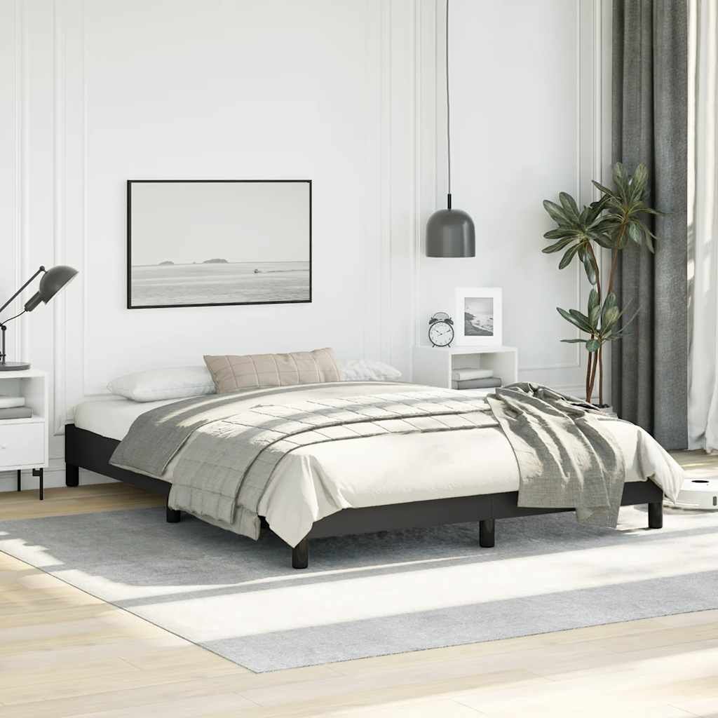 Bed Frame without Mattress Black 152x203 cm Queen Faux Leather Price