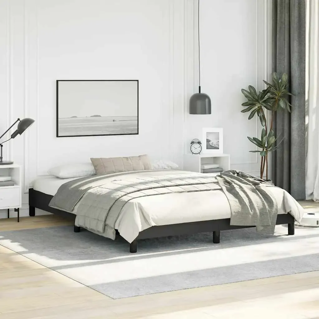 Bed Frame without Mattress Black 152x203 cm Queen Faux Leather Price