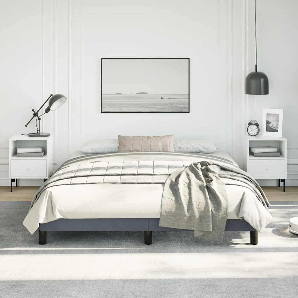 Bed Frame without Mattress Dark Grey 152x203 cm Queen Velvet Price