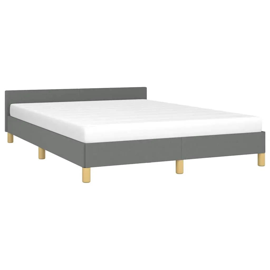 Bed Frame without Mattress Dark Grey Double Fabric Price